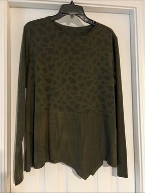 lululemon athletica Olive Green Long Sleeve Animal-Print Top